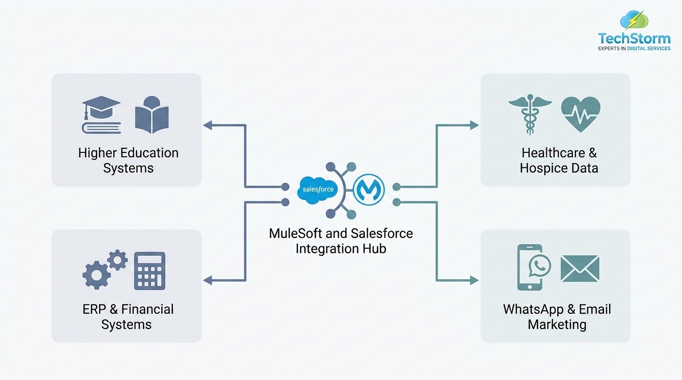 TechStorm MuleSoft Multi-Sector Enterprise Ecosystem Integration Diagram